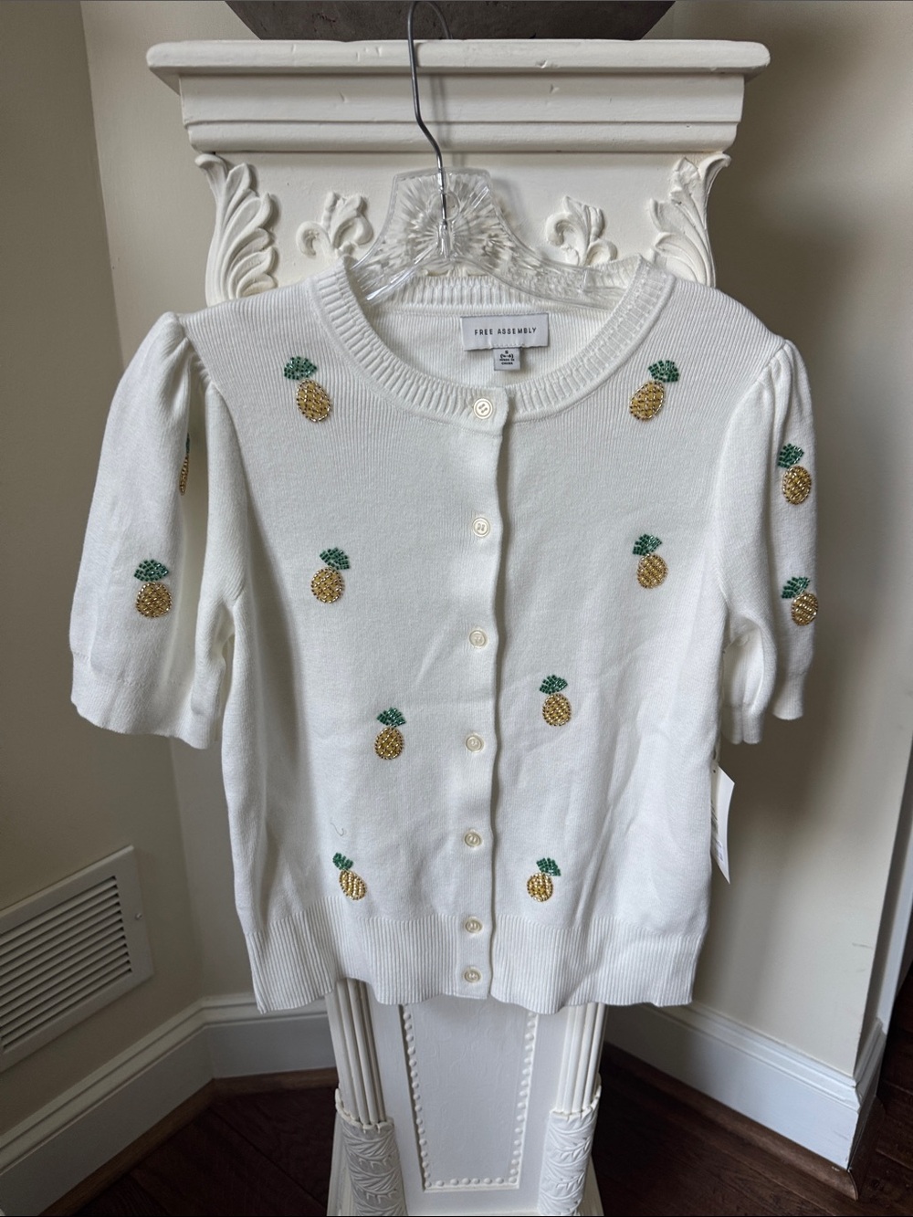 Girls' White Pineapple Embroidered Button-Front Cardigan by First Assembly